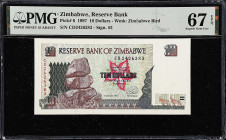 ZIMBABWE. Lot of (9). Reserve Bank of Zimbabwe. Mixed Denominations, 1997-2008. P-Various. PMG Gem Uncirculated 65 EPQ to Superb Gem Uncirculated 68 E...