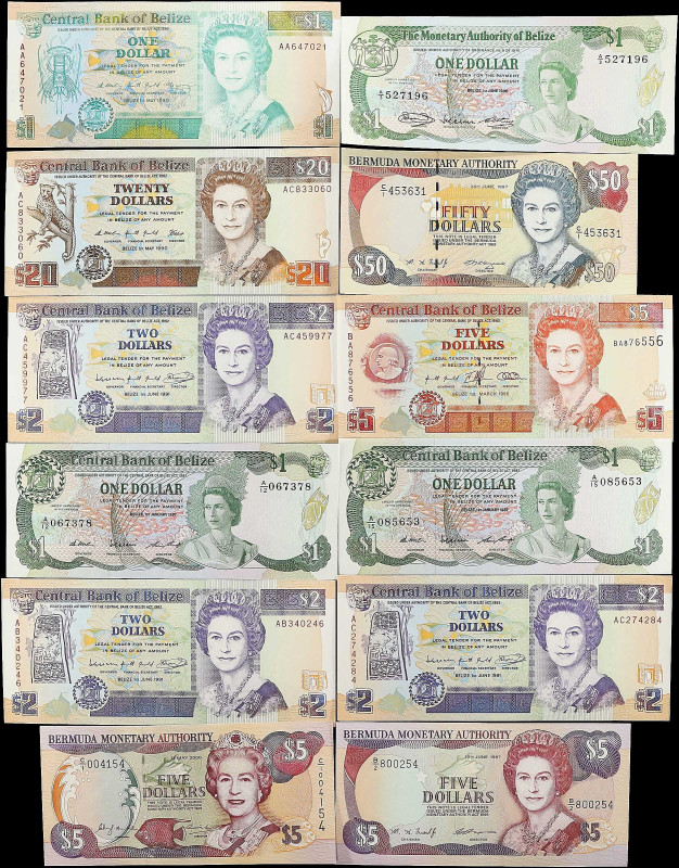 MIXED LOTS. Belize & Bermuda. Lot of (19). Bermuda Monetary Authority & Central ...
