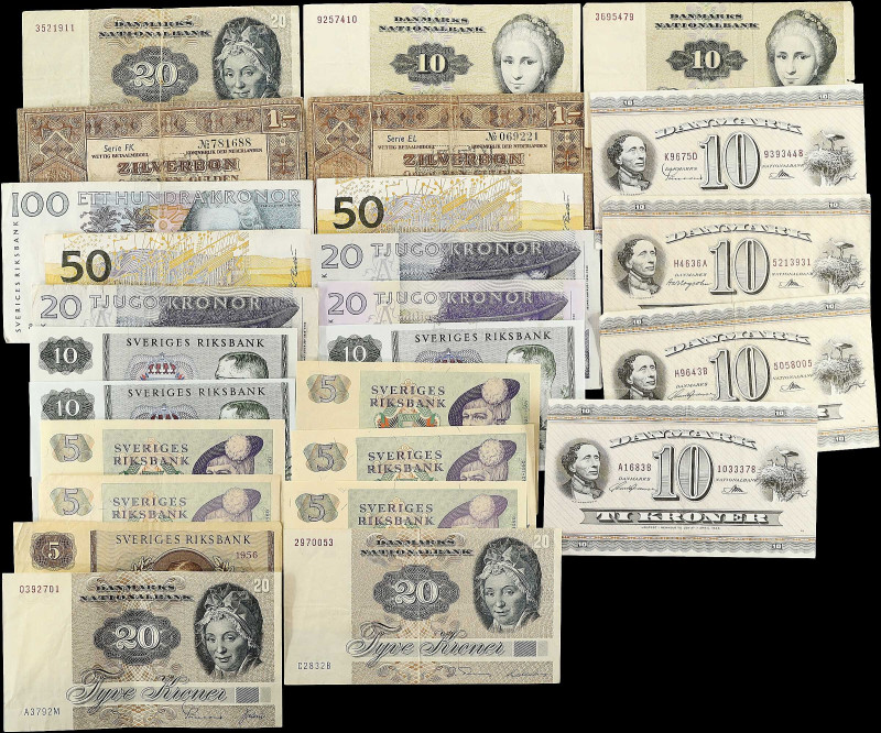MIXED LOTS. Denmark, Sweden & Netherlands. Lot of (26). Mixed Banks. Mixed Denom...