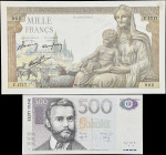 MIXED LOTS. Estonia & France. Lot of (2). Mixed Banks. Mixed Denominations, 1942-2000. P-83 & 102. Uncirculated.
France P-102 with stain. Estonia P-8...