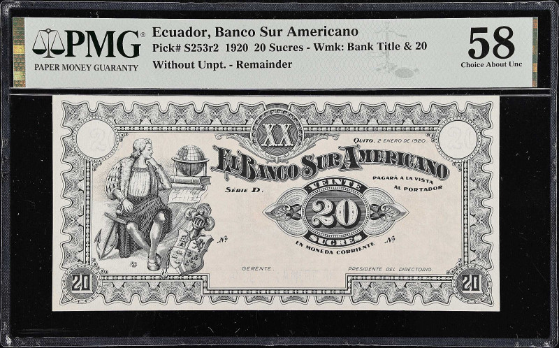 MIXED LOTS. Lot of (3). Mixed Banks. 20 Sucres, 1 & 20 Pesos, 1915 & 1920. P-S25...