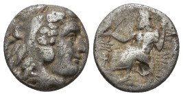 KINGS OF MACEDON. Alexander III 'the Great' (336-323 BC). Drachm. (3.95 Gr. 15mm.)
Head of Herakles right, wearing lion skin. 
Rev: AΛΕΞΑΝΔΡΟΥ. Zeus s...