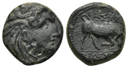 SELEUKID KINGDOM. Seleukos I Nikator (312-281 BC). Ae. (17mm, 5.78 g) Sardes. Obv: Winged head of Medusa right. Rev: BAΣIΛEΩΣ / ΣΕΛΕΥΚOY. Bull butting...