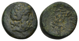 Mysia, Pergamon. Civic Issue. 200-113 B.C. AE (15mm, 4.69 g). Laureate head of Aesclepios (or Zeus) right / ΑΣ - ΚΛΗΠ[ΙΟΥ] / ΣΩΤΗΡ[ΟΣ], legend vertica...