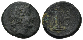 KINGS OF BITHYNIA. Prusias I Chloros, (Circa 230-182 BC) AE Bronze, (18mm, 5.78 g). Laureate head of Apollo right, with quiver over his shoulder / BAΣ...
