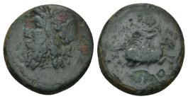 PISIDIA. Isinda. Ae (17mm, 4.77 g) (Late 1st century BC-early 1st century AD). Obv: Diademed head of Zeus left right. Rev: ICIN. Horseman advancing ri...