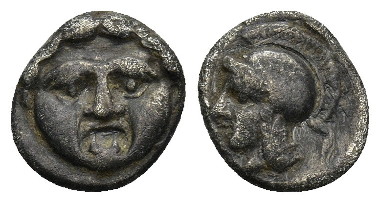 PISIDIA. Selge. (Circa 350-300 BC). AR Obol. (10mm, 0.92 g) Obv: Facing gorgonei...
