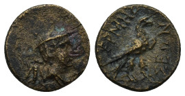 LYCIA. Termessos minor. AE Circa 1st BC. (1.45 Gr.12mm.)
 Draped bust of Hermes right, wearing petasos; behind, bee. R
Rev. Eagle standing right on ke...