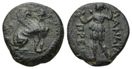 PAMPHYLIA, Perge. Circa 2nd-1st century BC. AE. (3.39 Gr. 17mm). 
Sphinx seated right 
Rev. Artemis standing left.