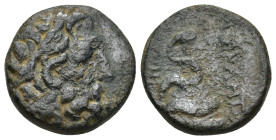 MYSIA. Pergamon Mid-late 2nd century BC. (7 Gr. 18mm)
 Obv: Laureate head of Asklepios right. 
Rev. Serpent-entwined staff.