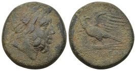PONTOS. Amisos. Time of Mithradates VI Eupator, circa 100-85 BC. AE (19.4 Gr. 26mm).
 Laureate head of Zeus to right. 
Rev. Eagle standing left, head ...