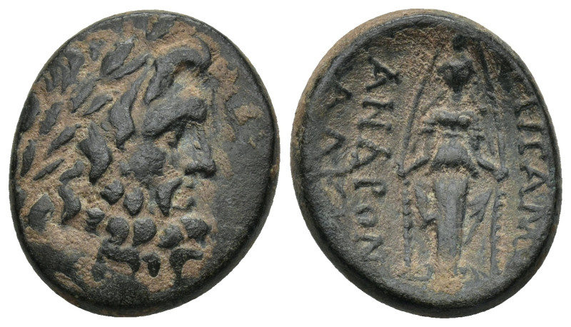 PHRYGIA, Apameia. 133-48 BC. AE. (8.19 Gr. 21mm)
 Laureate head of Zeus 
Rev. Cu...