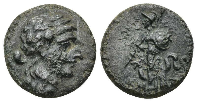 Pamphylia, Side, 1st century BC. AE (3.82 Gr. 16mm.). 
Laureate head of Apollo r...