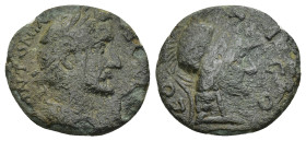 LYCAONIA, Iconium. Antoninus Pius. AD 138-161. AE (2.86 Gr. 17mm). L
aureate, draped, and cuirassed bust of Pius right 
Rev. Head of Athena right, wea...
