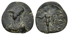 PHRYGIA. Laodicea ad Lycum. Pseudo-autonomous issue. AE (2 Gr. 14mm.) 
 Draped bust of Roma-Athena to left, wearing crested Corinthian helmet and aegi...