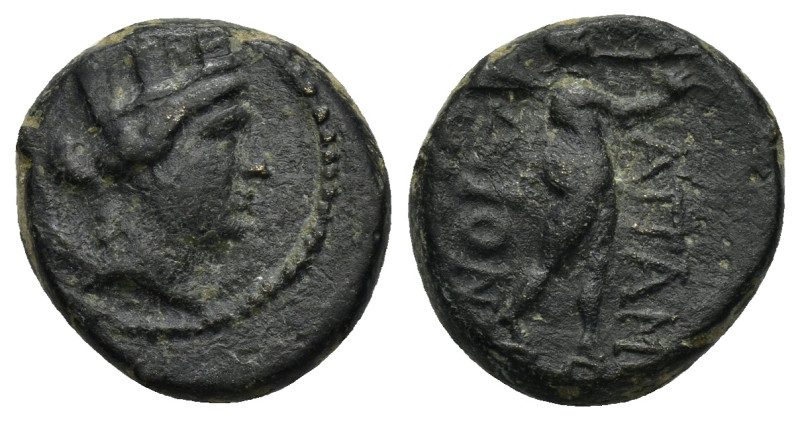 PHRYGIA. Apameia. Circa 100-50 BC. (4.5 Gr. 15mm) 
Turreted head of Artemis righ...