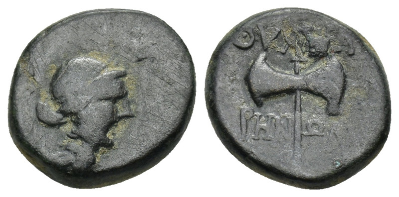 Lydia, Thyatira. Civic issue. before 190 B.C. AE (4.46 Gr. 15mm). 
Diademed head...