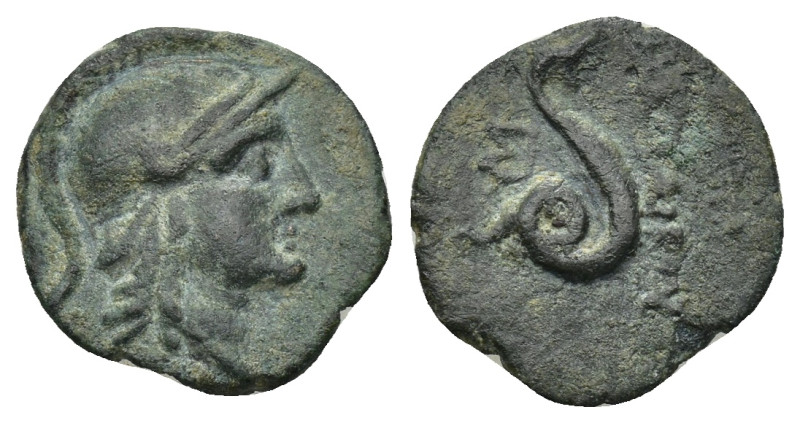 MYSIA. Pergamon. Philetairos. (200-133 BC.) AE. (1.53 Gr. 13mm.)
Helmeted head o...