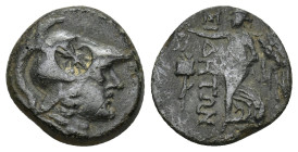 PAMPHYLIA. Side. Ae (3rd/2nd centuries BC). (2.58 Gr. 15mm.)
 Helmeted head of Athena right. 
Rev: ΣIΔHTΩN. Nike advancing left, holding palm frond an...