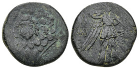 Pontos. Amisos. AE 21. 111-105 o 95-90 a.C. Time of Mithradates VI Eupator. (7.56 Gr. 20mm.)
Aegis.
 Rev. Nike advancing to right, holding palm over s...
