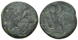 Ptolemy III Euergetes (246-221 BC). AE (15 Gr. 26mm.). Alexandria. 
Diademed head of Zeus-Ammon right /
Rev. Eagle standing left on winged thunderbolt...