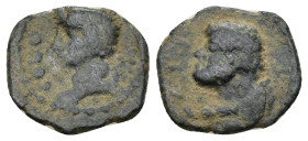 Uncertain Greek Coins AE (1.53 Gr. 14mm.)
Female head of left.
Rev. Heracles head of left.