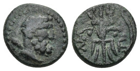 PISIDIA, Selge. Circa 2nd-1st Century BC. AE. (2.48 Gr. 13mm). 
Laureate head of Herakles right, club over shoulder 
Rev. Thunderbolt, bow to right.