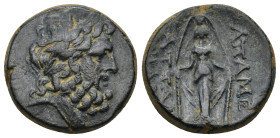 PHRYGIA, Apameia. 133-48 BC. AE. (7.73 Gr.20mm.). 
 Laureate head of Zeus 
Rev. Cult-statue of Artemis Anaitis.
