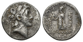 KINGS of CAPPADOCIA. Ariarathes V Eusebes Philopator. Circa 163-130 BC. AR Drachm (3.9 Gr. 18mm.)
Diademed head right 
Rev. Athena standing left, hold...