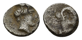Uncertain Greek Coins Silver (0.46 Gr. 7mm.)
Head of Apollo right (?)
Rev. Uncertain figures.