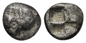 Ionia, Phokaia AR Diobol. Ionia, Phokaia AR Diobol. late 6th C. BC. (1.26 Gr. 9mm.) 
Archaic head of Athena(?) left. 
Rev. Four-part incuse punch.