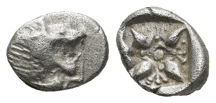 Ionia, Miletos. Late 6th-early 5th century B.C. AR obol (1.05 Gr. 10mm). 
Forepa...