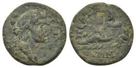 PHRYGIA, Peltae. Pseudo-autonomous (2nd century AD). Ae. (17mm, 3.5 g) Head of Dionysus (youthful) wearing ivy wreath, r.; to l., thyrsus. / ΠƐΛΤΗΝΩΝ ...
