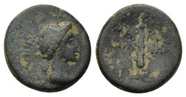 PHRYGIA. Apameia. Livia (Augusta, 14-29). Ae. (14mm, 2.82 g) Marcus Manneius, magistrate. Obv: ΣΕΒΑΣΤΗ. Draped bust right. Rev: MAPKOΣ / MANNHIOΣ / AΠ...