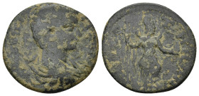 PHRYGIA. Sebaste. Geta. As Caesar, AD 198-209. AE (24mm, 5.4 g) Obv: Bareheaded, draped, and cuirassed bust right. Rev: Mên standing right
