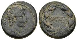 Augustus 27-14 BC. Antiochia Bronze Æ (24mm, 11.21 g). Bare head right; CAESAR behind / AVGVSTVS within laurel wreath.