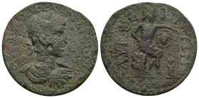 CILICIA, Lyrbe. Gordian III. 238-244 AD. AE.(16 Gr. 33mm) 
Laureate, draped and cuirassed bust right
Rev. Hephaestus seated right, on rock, holding ha...