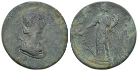 Cilicia. Lyrbe. Tranquillina AD 241-244. (16.28 Gr. 331mm. )
Diademed and draped bust right, crescent on shoulders.
Rev. Tyche standing left, holding ...