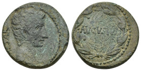 Seleucis and Pieria. Antioch. Augustus. AE 27 BC -14 AD. (9 Gr.22mm.)
Head of right.
Rev. AVGVSTVS within wreath.