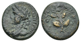 SYRIA, Seleucis and Pieria. Antioch. Pseudo-autonomous issue, time of Hadrian, 117-138. (2.95 Gr. 14mm)
 Laureate and draped bust of Apollo. 
Rev. Oli...