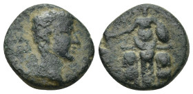 PHRYGIA. Docimeum. Claudius (?) (41-54). AE. (4.18 Gr. 15mm.) 
 Laureate head right. 
Rev. Cybele standing facing between two lions.