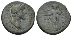 Lycaonia, Iconium. Antoninus Pius. A.D. 138-161.AE (3.88 Gr. 19mm.)
 Laureate head of Antoninus Pius right 
Rev. Athena standing facing, head left, ho...