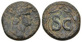 Antioch, Seleucis and Pieria. Domitian, as Caesar, AE AD 69-79. (7.15 Gr. 20mm.)
Laureate head right 
Rev.SC within laurel wreath.