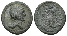 PAMPHYLIA. Perge. Tiberius (14-37). AE. (4.03 Gr. 19mm.) 
 Draped bust of Artemis right, with quiver over shoulder. 
Rev. Nike advancing left, holding...