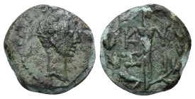 MYSIA. Kyzikos. Augustus (27 BC-14 AD). AE. (2.55 Gr. 15mm.)
 Bare head right. 
Rev:. KYZI. Torch within wreath.