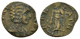 Julia Domna (Augusta, 193-217). Lydia, Bagis. AE (2.1 Gr. 15). 
Draped bust right. 
Rev. Asklepios standing facing, head l., leaning on serpent-staff.