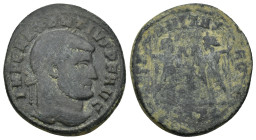 Maxentius (306-312 AD). AE Follis (24mm, 5.58 g), , c. 309-312 AD. Obv. IMP C MAXENTIVS P F AVG, laureate head right. Rev. AETERNITAS AVG N, Castor an...