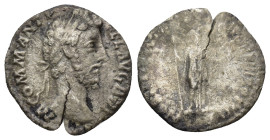 Commodus - Nobilitas Denarius. (17mm, 1.82 g) 185-186 AD. Rome mint. Obv: M COMM ANT P FEL AVG BRIT legend with laureate head right. Rev: NOBILIT AVG ...