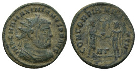 Maximianus. First reign, A.D. 286-305. Æ radiate fraction (21mm, 4.25 g). Heraclea. IMP C M A MAXIMIANVS P F AVG, radiate, draped and cuirassed bust o...