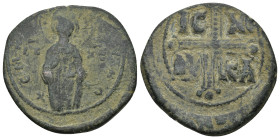 Time of Michael IV. Circa 1034-1041, Crusades era. Æ follis (anonymous). (30mm, 12.44 g) Constantinople mint. Christ standing facing, holding Gospels ...